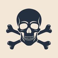 A skull and crossbones icon on a beige background vector