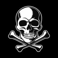 A skull with a crossbone on a black background tattoo vector