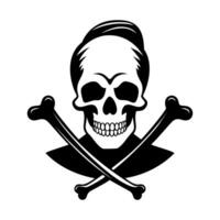 A skull and crossbones logo with a black background vector