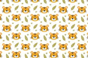 A pattern with a tiger and leaves vector