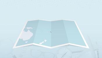 Map of Samoa with the flag of Samoa in the contour of the map on a trip abstract backdrop. vector