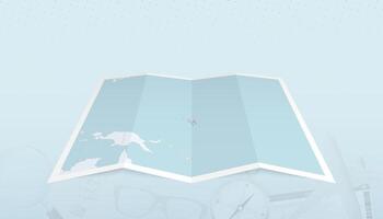 Map of Marshall Islands with the flag of Marshall Islands in the contour of the map on a trip abstract backdrop. vector