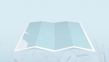 Map of Tuvalu with the flag of Tuvalu in the contour of the map on a trip abstract backdrop. vector
