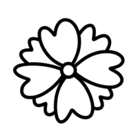 Simple flower outline cartoon. The outline is consistent in black. The lines are simple and not complicated. png