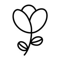 Cute simple flower outline cartoon. Side view of the flower. The outline is uniform black. The lines are simple and not complicated. png