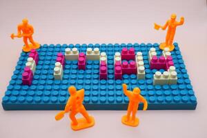 1 May Labor Day Background with Mini Construction Workers photo