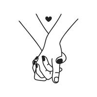 Minimalist Line Art of Hands Holding with Heart Symbol. vector