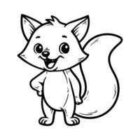 fun cartoon standing fox character isolated drawing line style sketch classic vintage design illustration vector