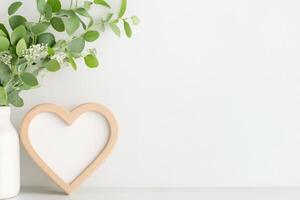 frame of heartshape for mockup design on light table background. photo