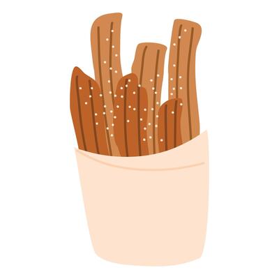 Homemade Spanish churros with sugar
