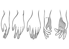 Hand gesture different poses sketch hand drawn isolated vector