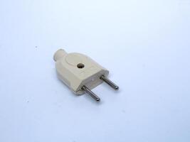 white electrical plug or power plug isolated photo