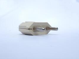 white electrical plug or power plug isolated on white background photo