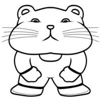 cartoon hamster with a grumpy expression, standing on its hind legs. Line art style, cute and funny. Perfect for pet related designs, humor, or meme inspired projects vector