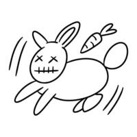 a black and white drawing of a rabbit with a carrot vector