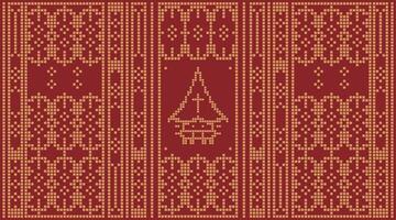 pixel ulos batak Knit Pattern Design vector