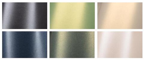 Pearlescent paper background set with metallic gradients in black, green, beige, golden, blue, and photo