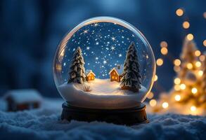 A snow globe with a christmas scene inside photo