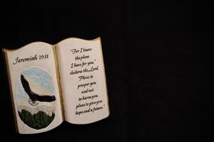 Jeremiah 29 11 - Hope and Future Bible Verse with Eagle sculpture photo