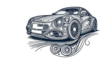 A drawing of a car with swirls vector