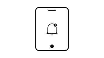 Sino notificação em tábua, animado cenas looping, esboço Projeto estilo dentro branco fundo video