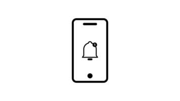 Sino notificação em telefone, animado cenas looping, esboço Projeto estilo dentro branco fundo video