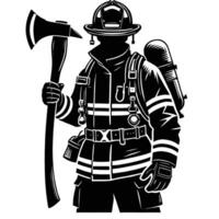 Fireman with axe vector