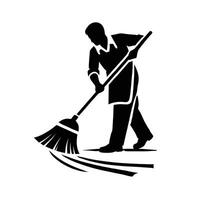 A man sweeping the floor with a broom vector
