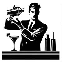 A man in a suit is pouring a drink vector