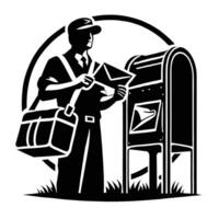 A man is standing next to a mailbox with a letter vector