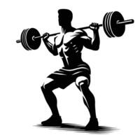 A silhouette of a man lifting a barbell vector