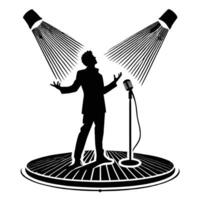 Singing man with microphone vector