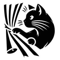 A black and white cat with a bell on its head vector