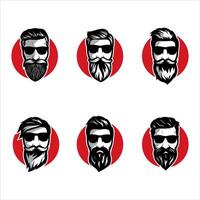 Some men with different cool hairstyles illustration logo design vector