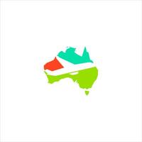 Map of Australia with large plane passing over it illustration logo design vector