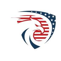 Eagle head with speed on american flag background and law illustrator logo design vector