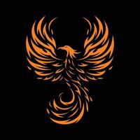 Phoenix bird flapping its wings facing sideways orange logo illustration vector
