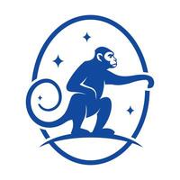 Long tailed monkey looking at the situation illustrator logo design vector