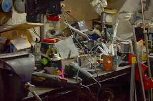 Car Service Workshop with Mechanical Tools and Repair Equipment photo