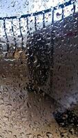Rainy Window View at Airport Blurred Background with Water Droplets photo