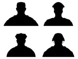 Avatar profile army and police face silhouette or icon. Unknown or anonymous person. illustration vector