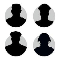 Avatar profile army and police face silhouette or icon. Unknown or anonymous person vector