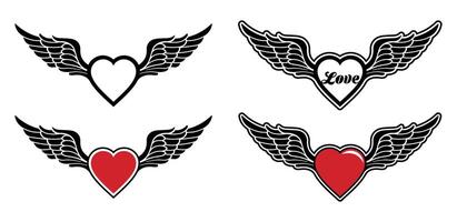 Illustration of a heart with wings vector