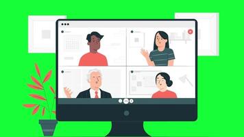Animated Online Meeting Green Screen - Digital Communication video