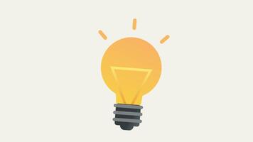 animated lightbulb symbolizing ideas, innovation, brilliance suitable for concepts related to creativity, intelligence, and bright ideas. video