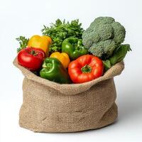 A bag filled with vegetables and fruits photo