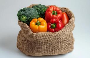 A bag of vegetables in a jute sack photo