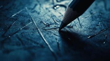 A close up of a pencil on a dark surface photo