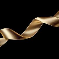 Golden ribbon on black background photo