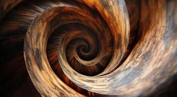 A close up of a spiral pattern on a wood surface photo